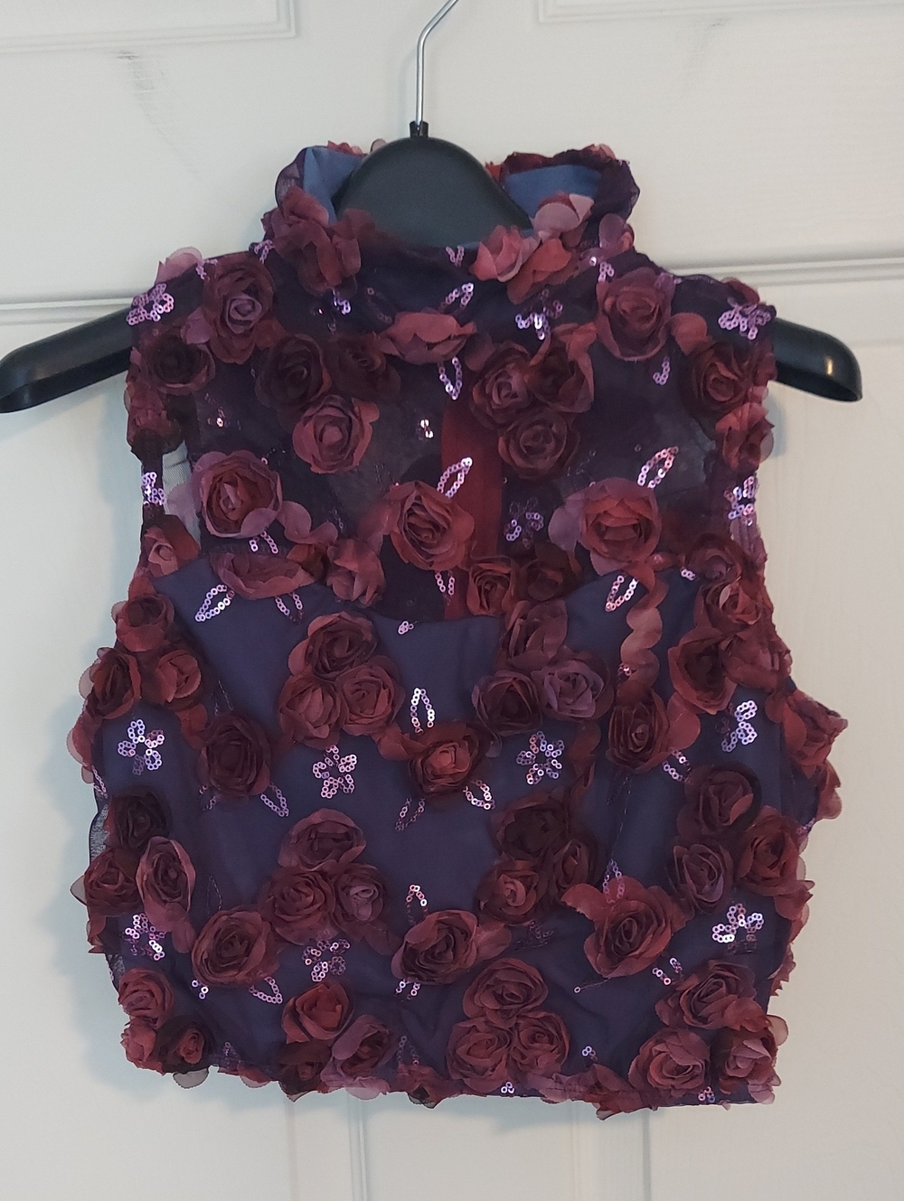 Weissman Floral Rosette Sequin Dance Costume Leotard Adult M 8/10 Style 6759